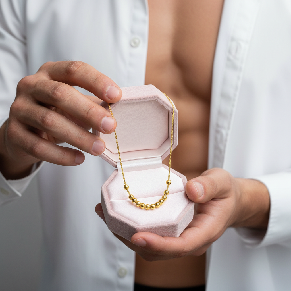 18k Yellow Gold Ball Pendant Necklace-Black Diamonds New York