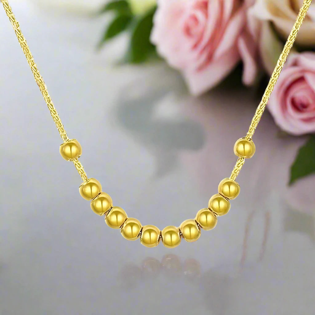 18k Yellow Gold Ball Pendant Necklace-Black Diamonds New York