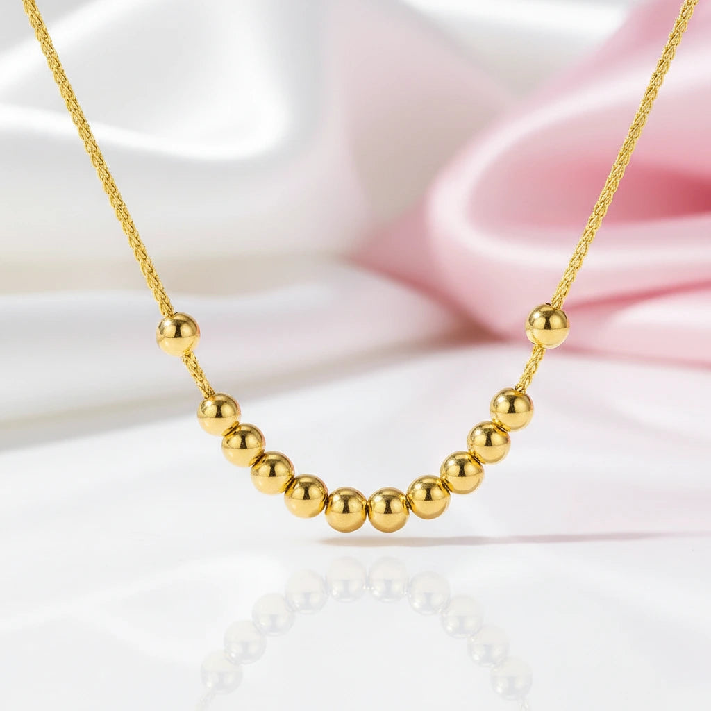 18k Yellow Gold Ball Pendant Necklace-Black Diamonds New York
