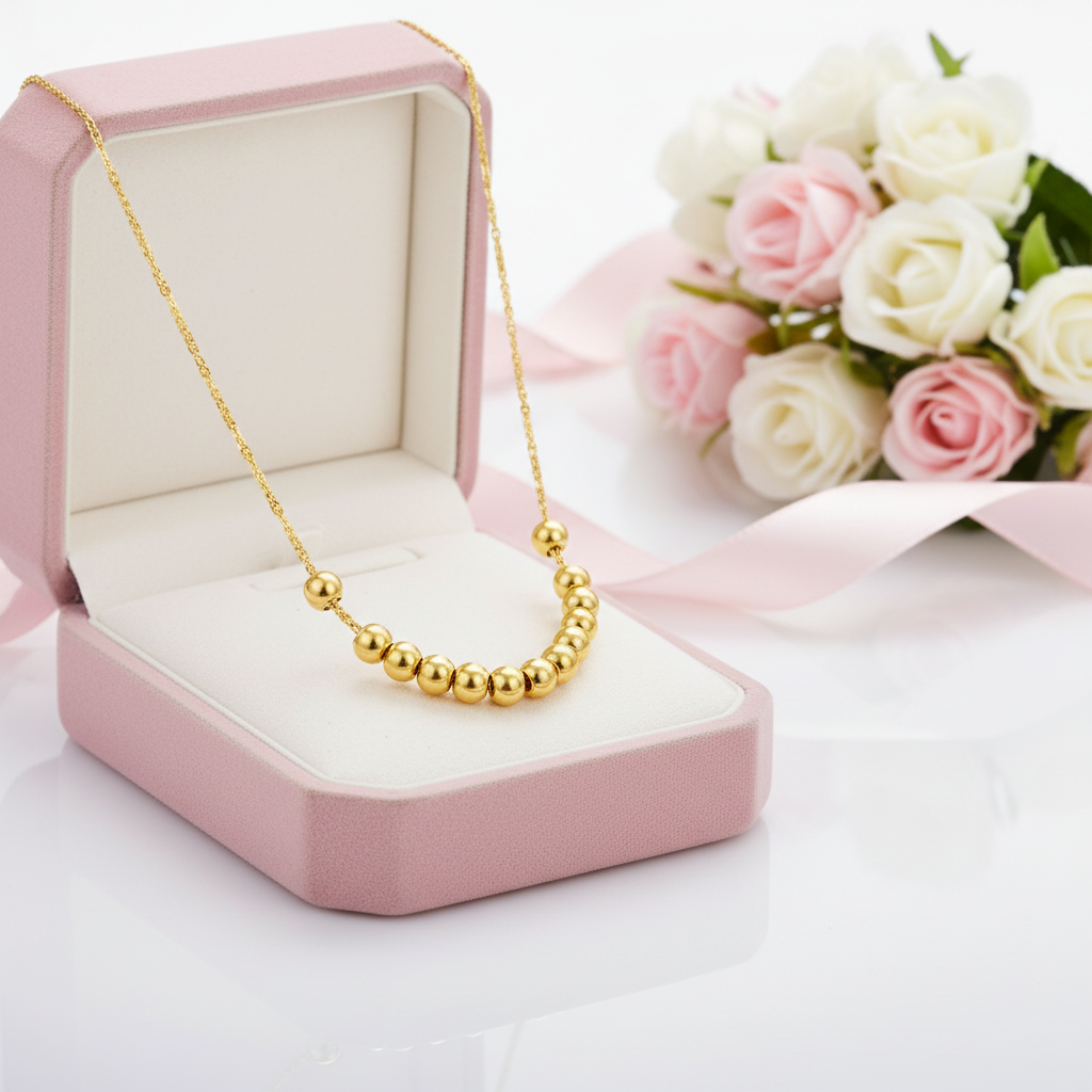 18k Yellow Gold Ball Pendant Necklace-Black Diamonds New York