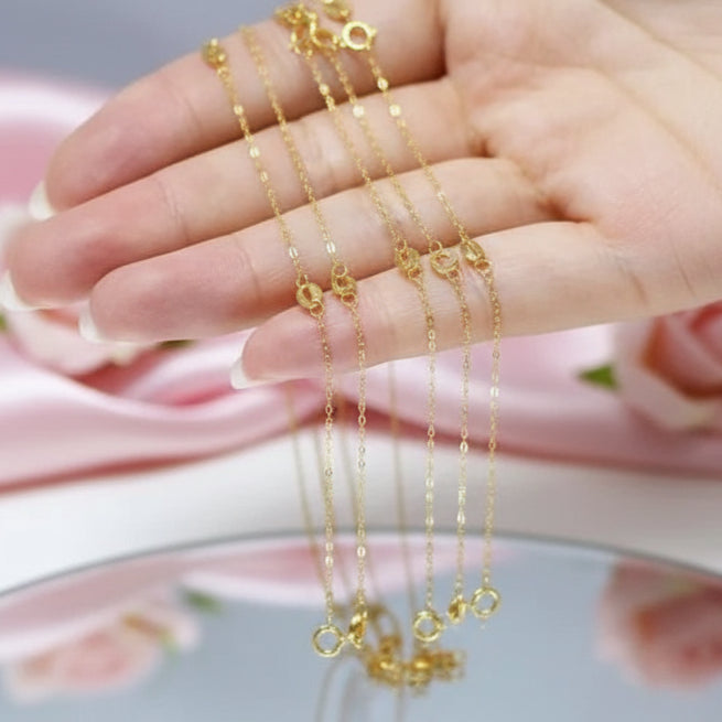 18k Yellow Gold Classic O Chain Necklace-Black Diamonds New York