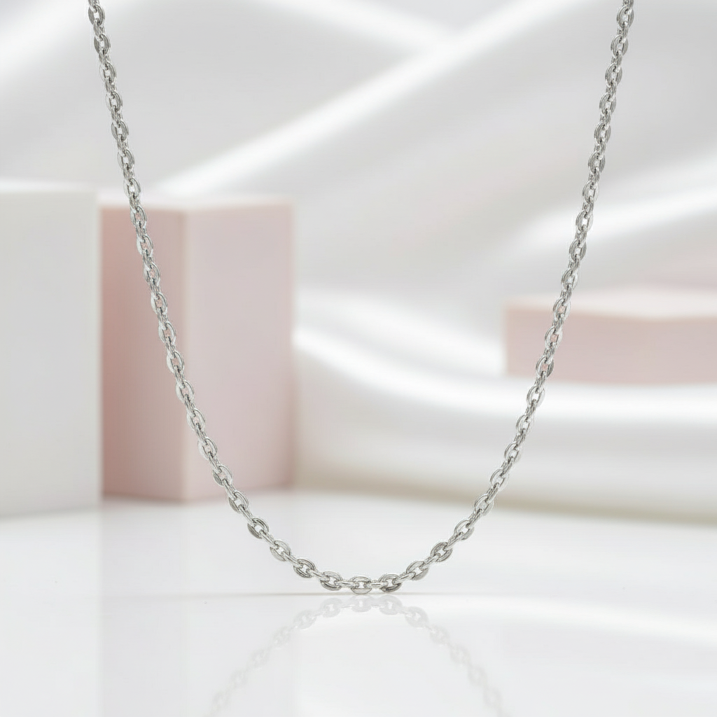 18k Yellow Gold Classic O Chain Necklace-Black Diamonds New York