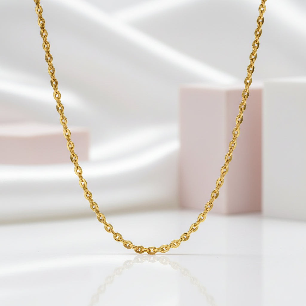 18k Yellow Gold Classic O Chain Necklace-Black Diamonds New York