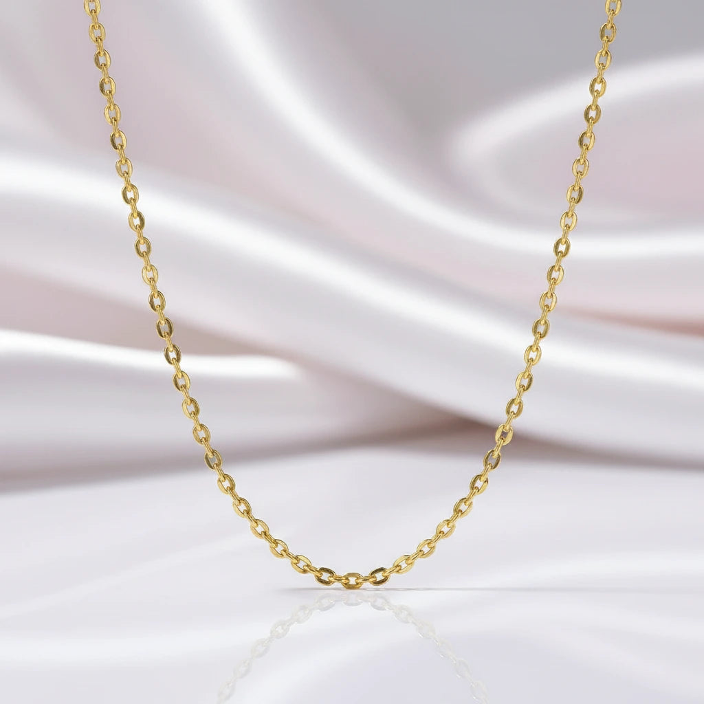 18k Yellow Gold Classic O Chain Necklace-Black Diamonds New York