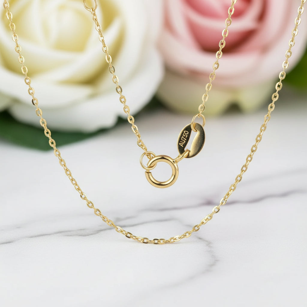 18k Yellow Gold Classic O Chain Necklace-Black Diamonds New York