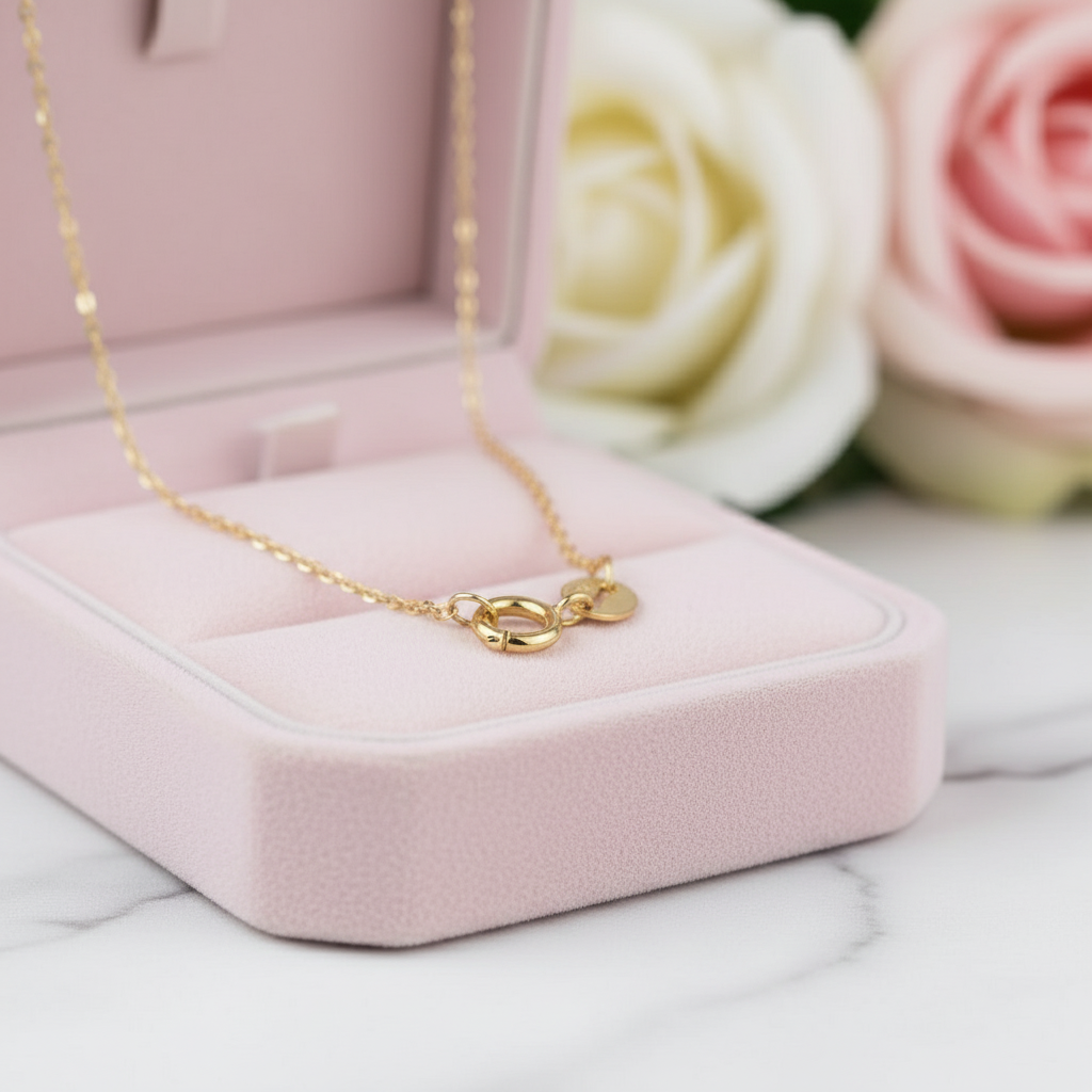 18k Yellow Gold Classic O Chain Necklace-Black Diamonds New York