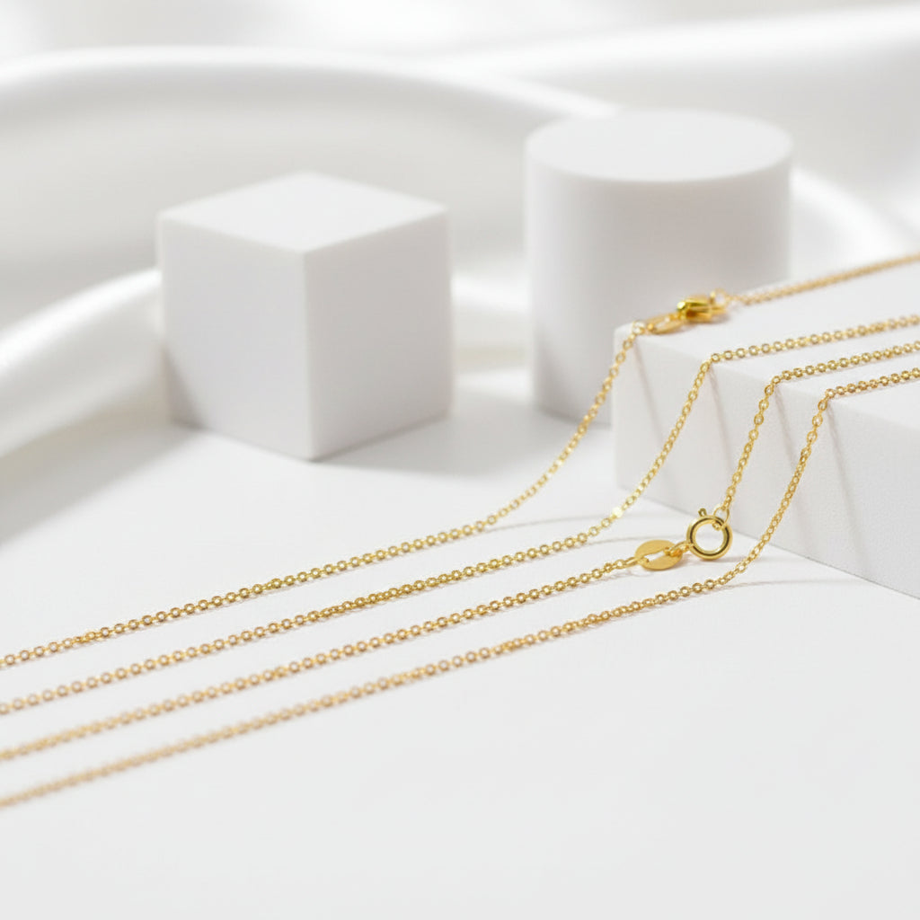 18k Yellow Gold Classic O Chain Necklace-Black Diamonds New York