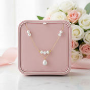 18k Yellow Gold Freshwater Pearl Necklace-Black Diamonds New York