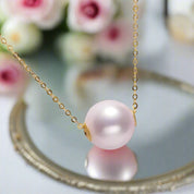 18k Yellow Gold Freshwater Pearl Pendant Necklace-Black Diamonds New York