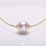 18k Yellow Gold Freshwater Pearl Pendant Necklace-Black Diamonds New York