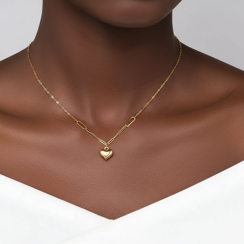 18k Yellow Gold Heart Clavicle Necklace-Black Diamonds New York
