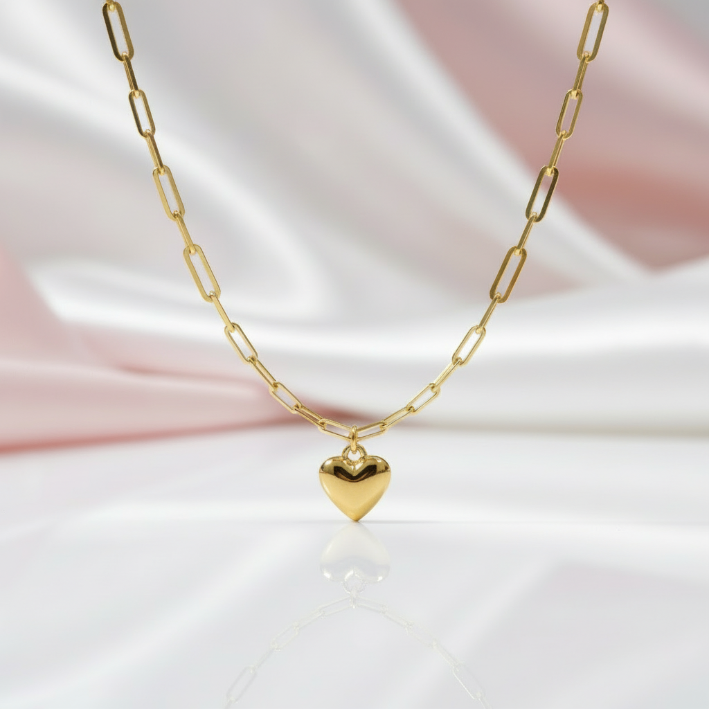 18k Yellow Gold Heart Clavicle Necklace-Black Diamonds New York