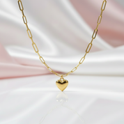 18k Yellow Gold Heart Clavicle Necklace-Black Diamonds New York