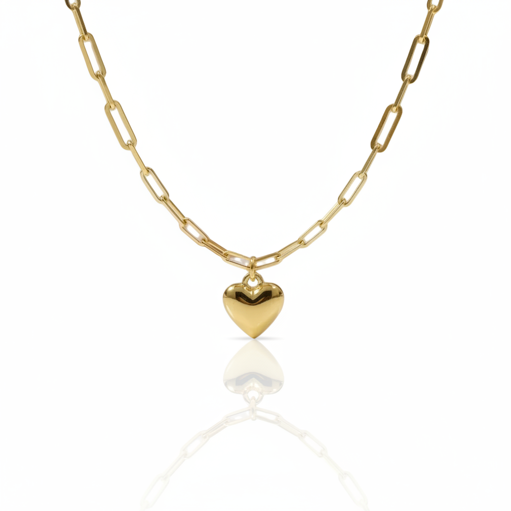 18k Yellow Gold Heart Clavicle Necklace-Black Diamonds New York