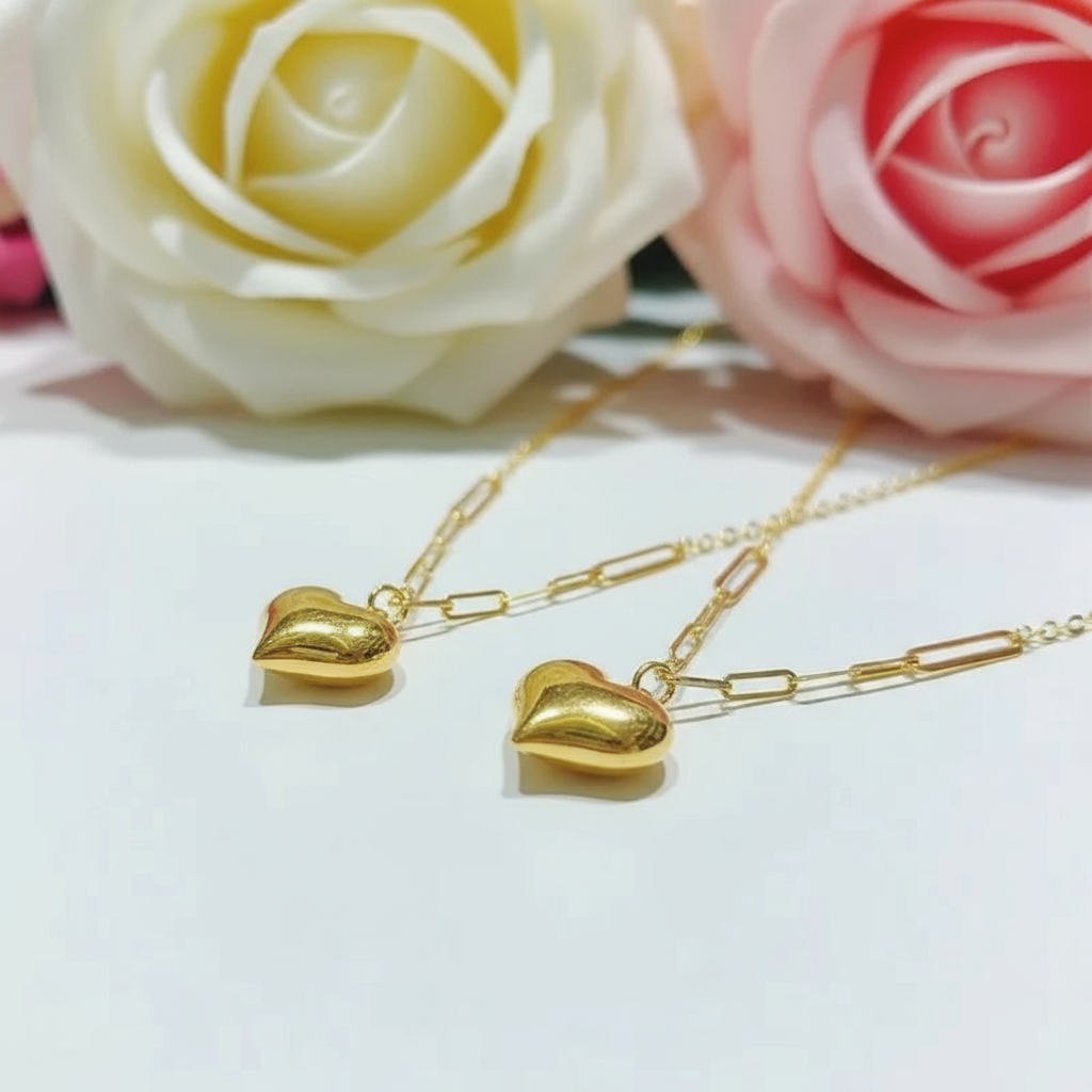 18k Yellow Gold Heart Clavicle Necklace-Black Diamonds New York