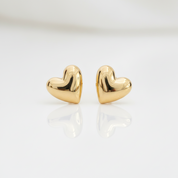 18k Yellow Gold Heart Shaped Stud Earrings-Black Diamonds New York