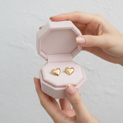 18k Yellow Gold Heart Shaped Stud Earrings-Black Diamonds New York
