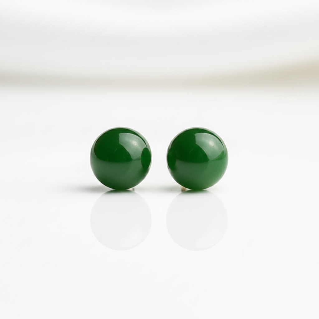 18k Yellow Gold Jasper Stud Earrings-Black Diamonds New York