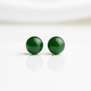 18k Yellow Gold Jasper Stud Earrings-Black Diamonds New York