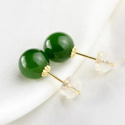 18k Yellow Gold Jasper Stud Earrings-Black Diamonds New York