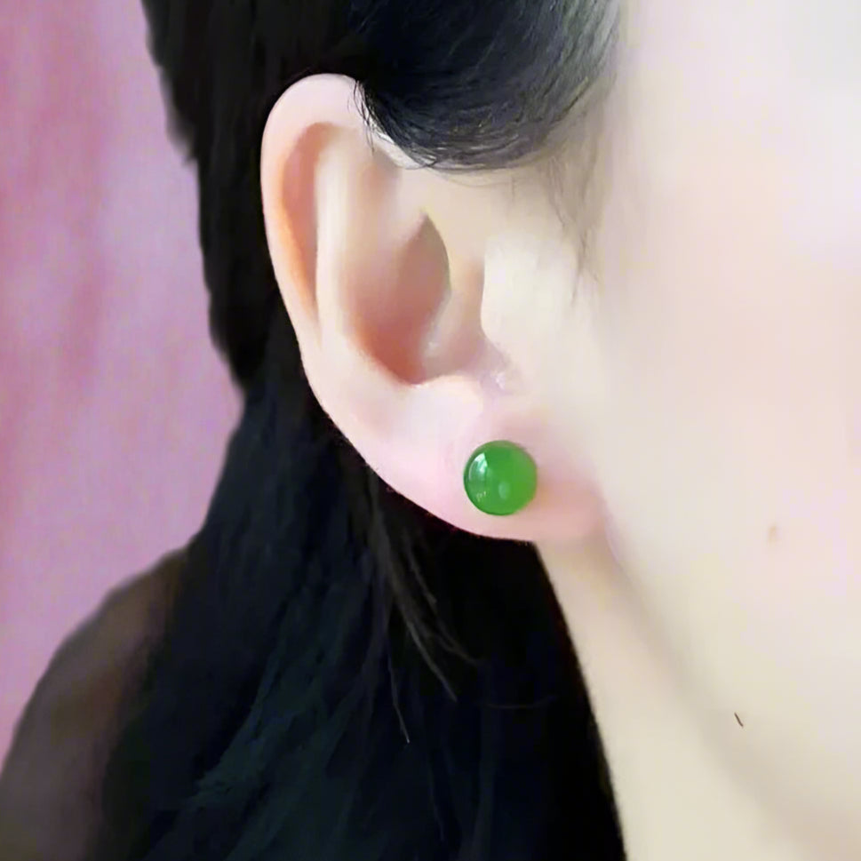 18k Yellow Gold Jasper Stud Earrings-Black Diamonds New York