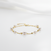 18k Yellow Gold Freshwater Pearl Bracelet-Black Diamonds New York