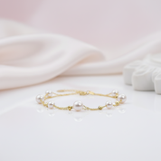 18k Yellow Gold Freshwater Pearl Bracelet-Black Diamonds New York