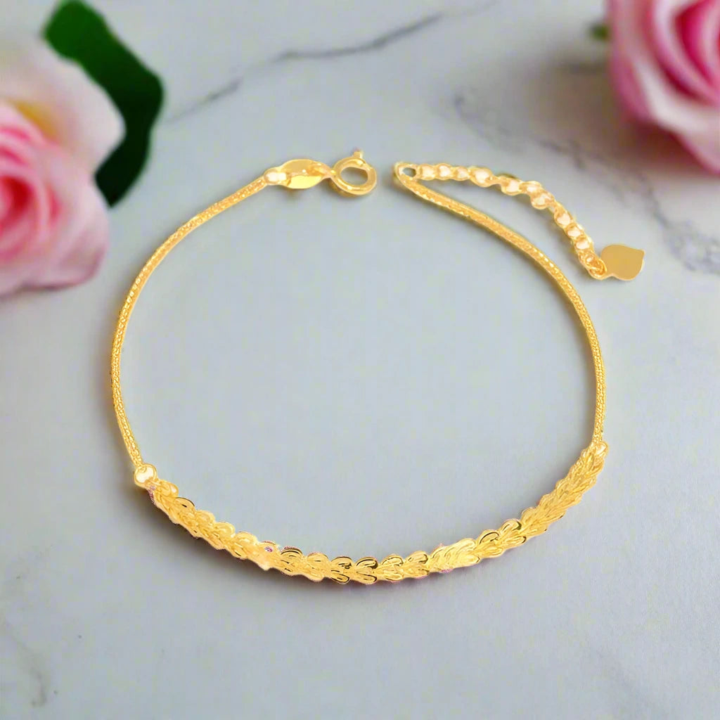 18k Yellow Gold Phoenix Tail Design Adjustable Chain Bracelet-Black Diamonds New York