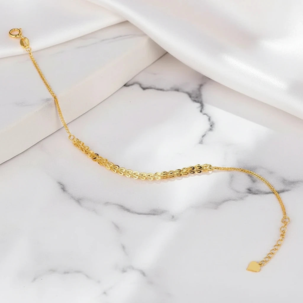 18k Yellow Gold Phoenix Tail Design Adjustable Chain Bracelet-Black Diamonds New York