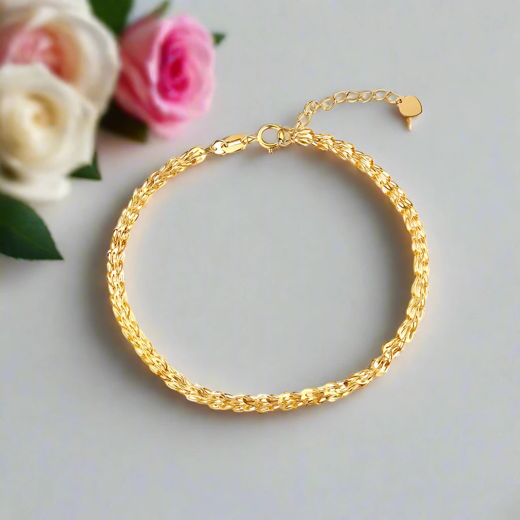 18k Yellow Gold Phoenix Tail Design Adjustable Chain Bracelet-Black Diamonds New York