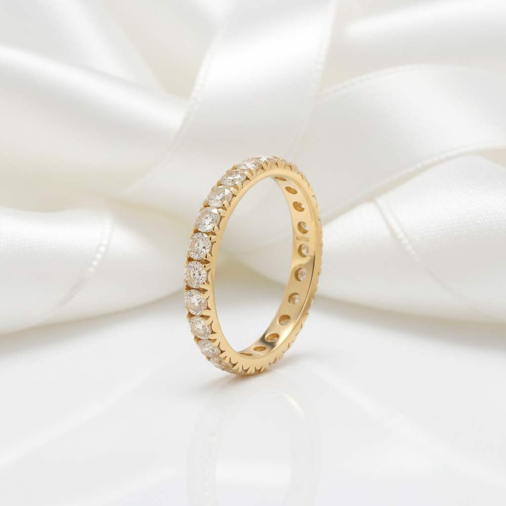 18k Yellow Gold Round Cut Diamond Wedding Band-Black Diamonds New York