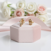 18k Yellow Gold Simple Knot Earrings-Black Diamonds New York