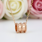 18k Yellow Gold Tubular Design Pendant Necklace-Black Diamonds New York