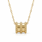 18k Yellow Gold Tubular Design Pendant Necklace-Black Diamonds New York