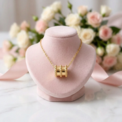 18k Yellow Gold Tubular Design Pendant Necklace-Black Diamonds New York