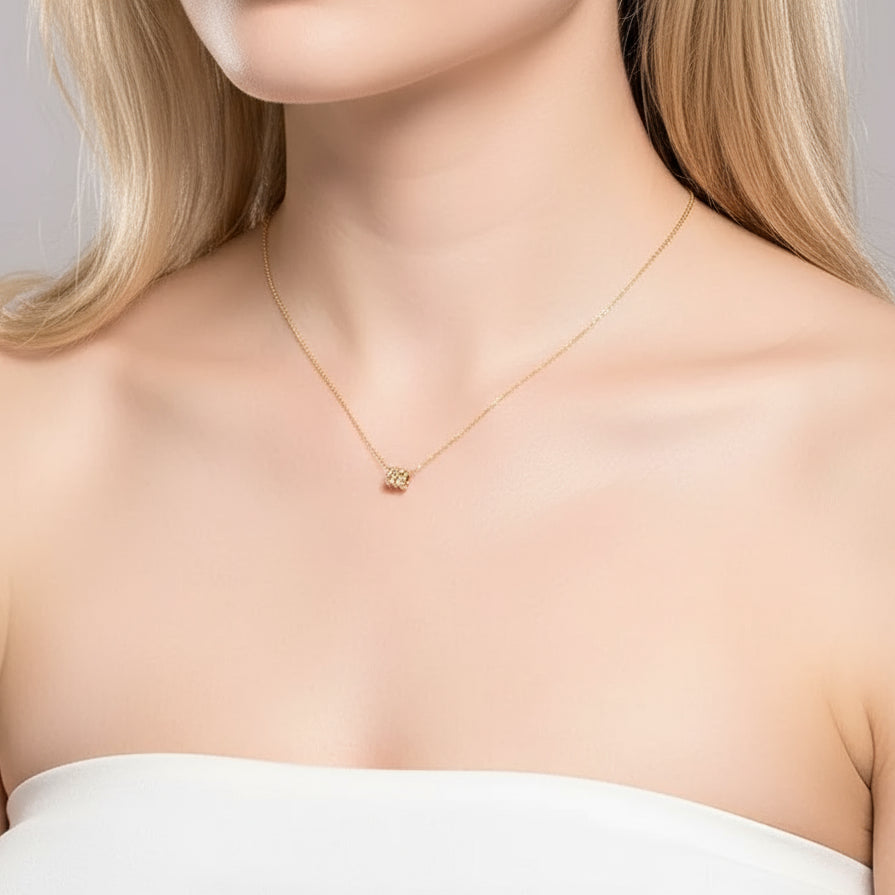 18k Yellow Gold Tubular Design Pendant Necklace-Black Diamonds New York