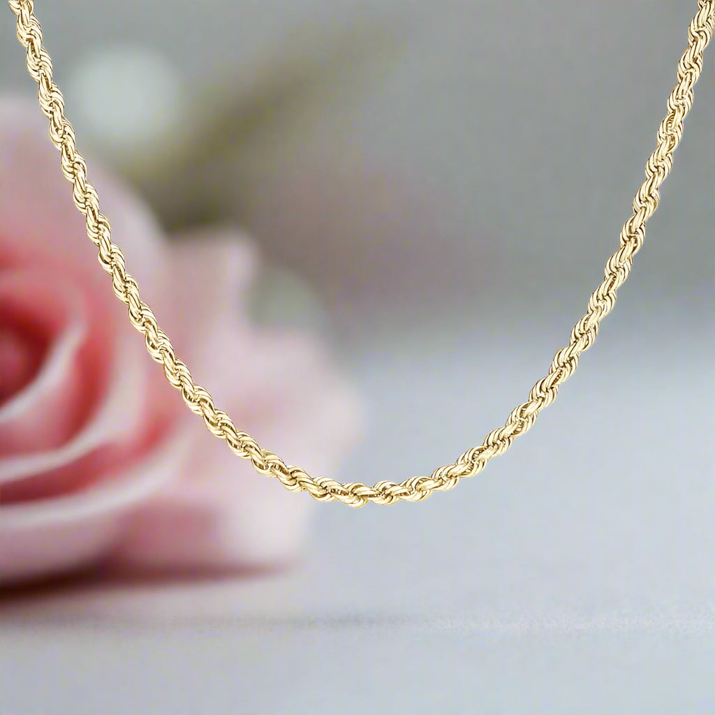 18k Yellow Gold Twisted Chain Necklace-Black Diamonds New York