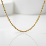 18k Yellow Gold Twisted Chain Necklace-Black Diamonds New York