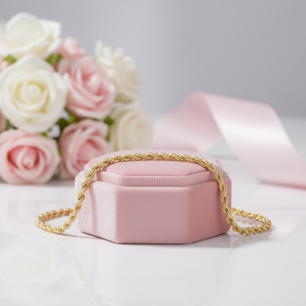 18k Yellow Gold Twisted Chain Necklace-Black Diamonds New York