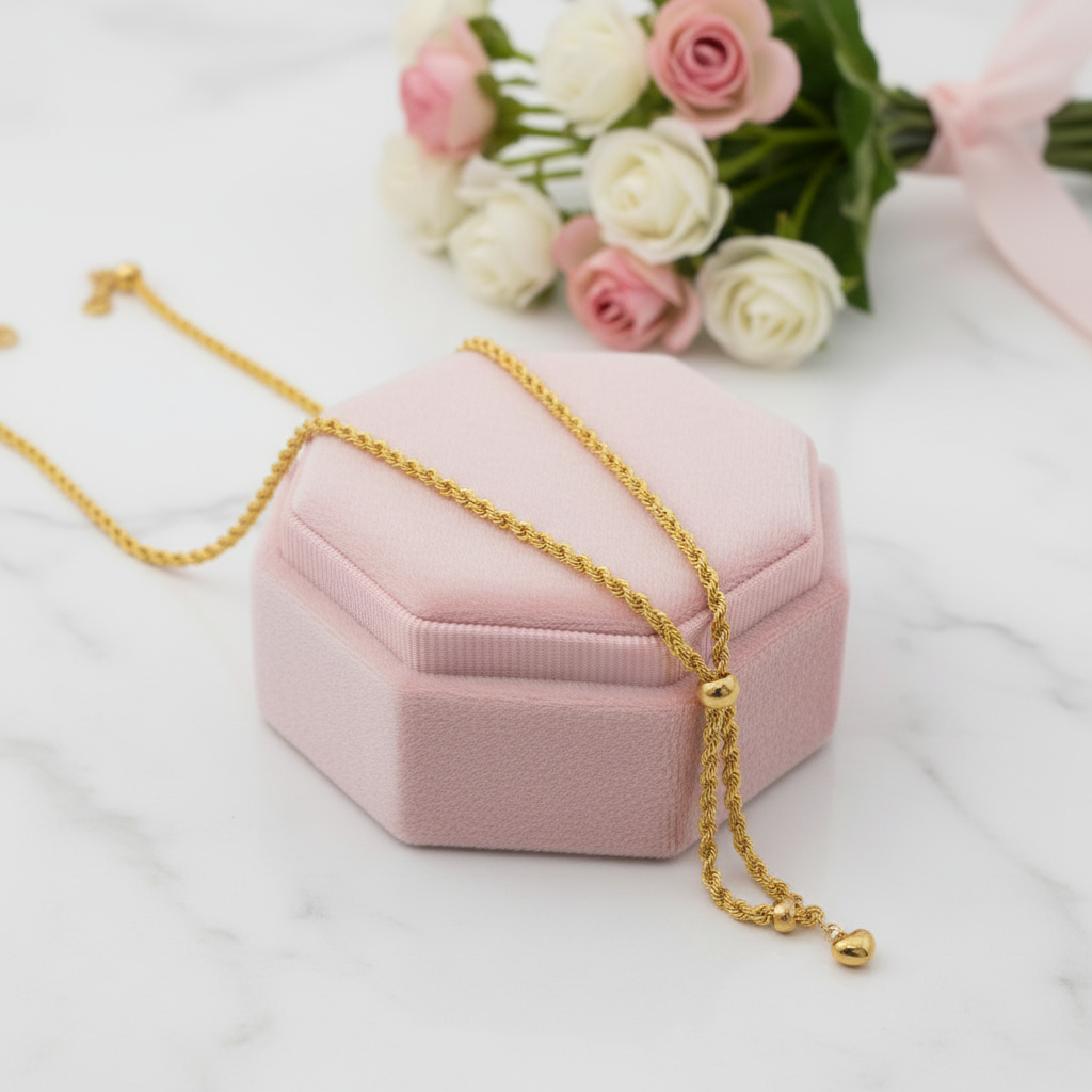 18k Yellow Gold Twisted Chain Necklace-Black Diamonds New York