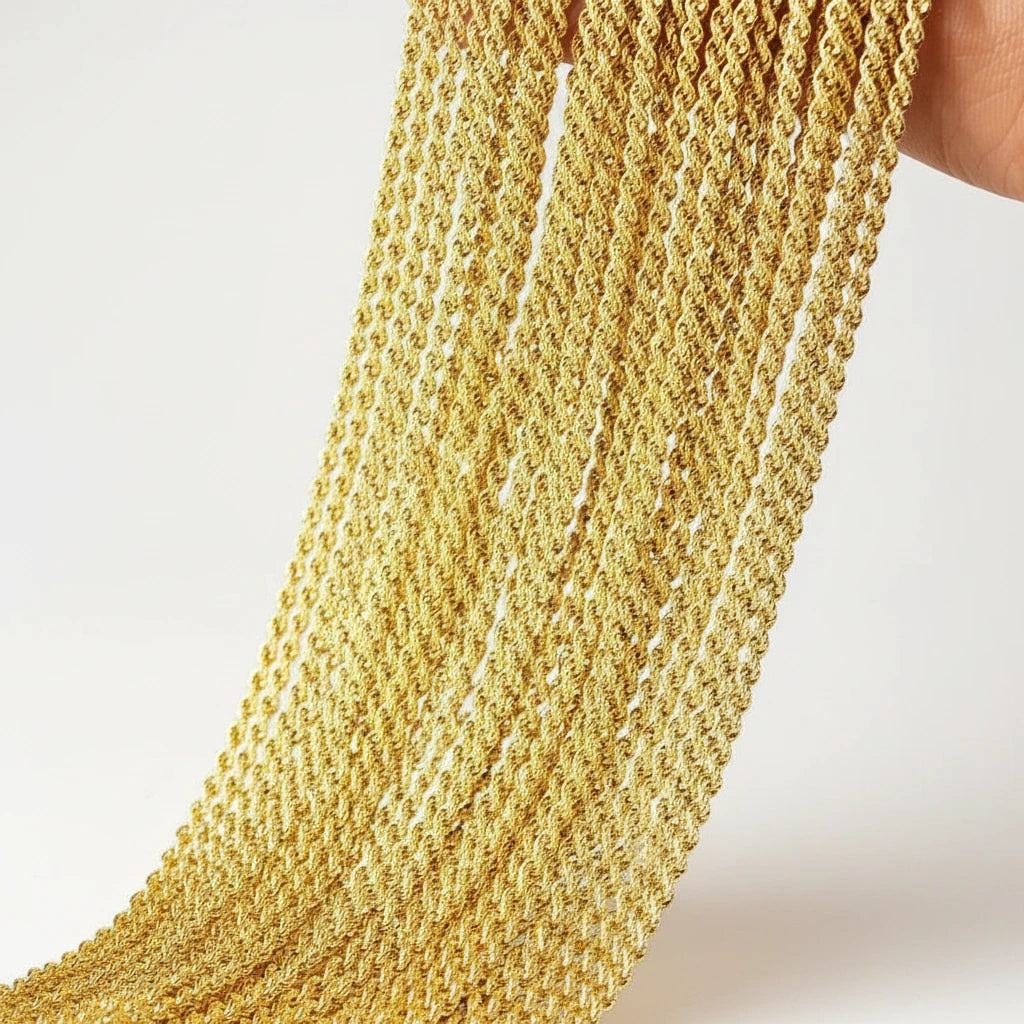 18k Yellow Gold Twisted Chain Necklace-Black Diamonds New York