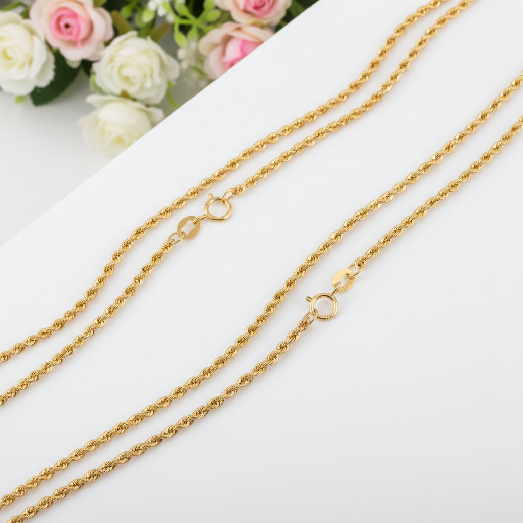 18k Yellow Gold Twisted Chain Necklace-Black Diamonds New York