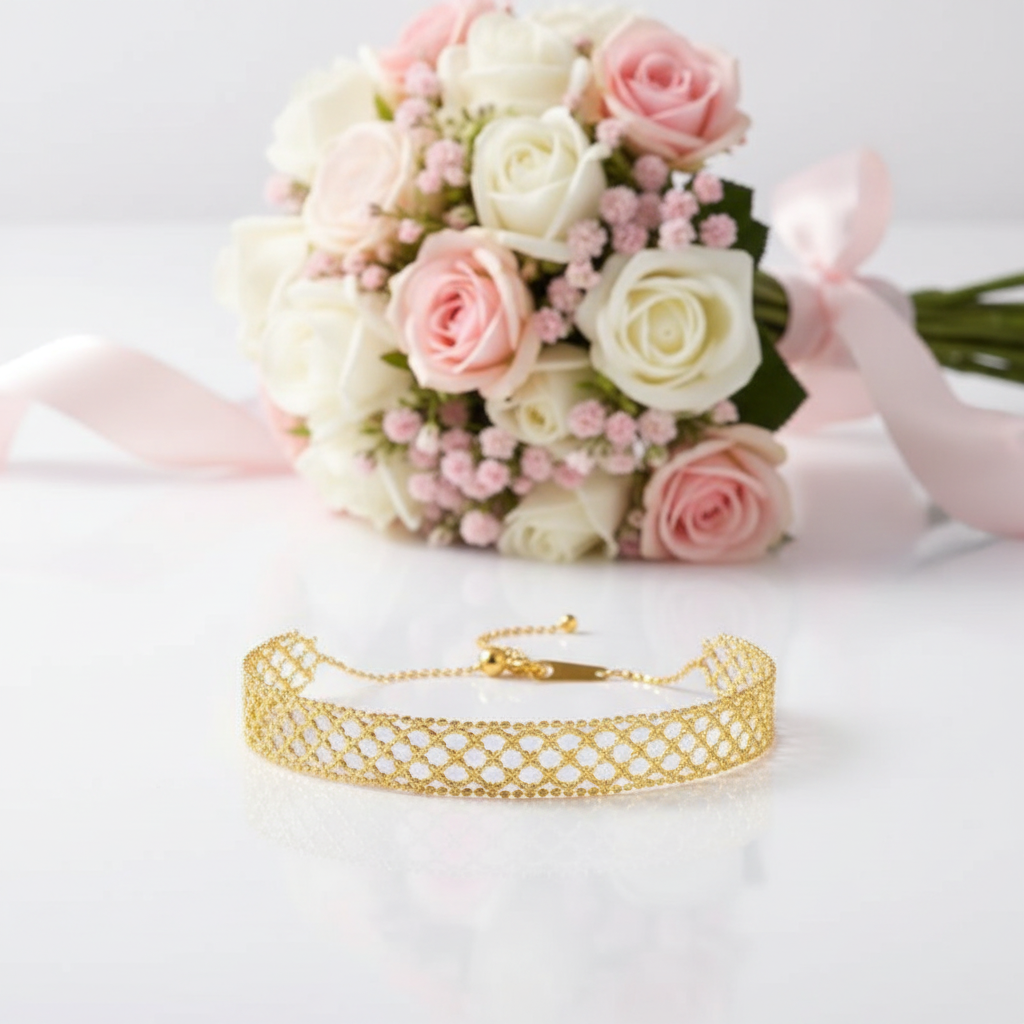 18K Yellow Gold Vintage Lace Bracelet-Black Diamonds New York