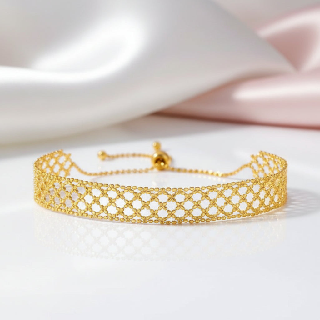 18K Yellow Gold Vintage Lace Bracelet-Black Diamonds New York