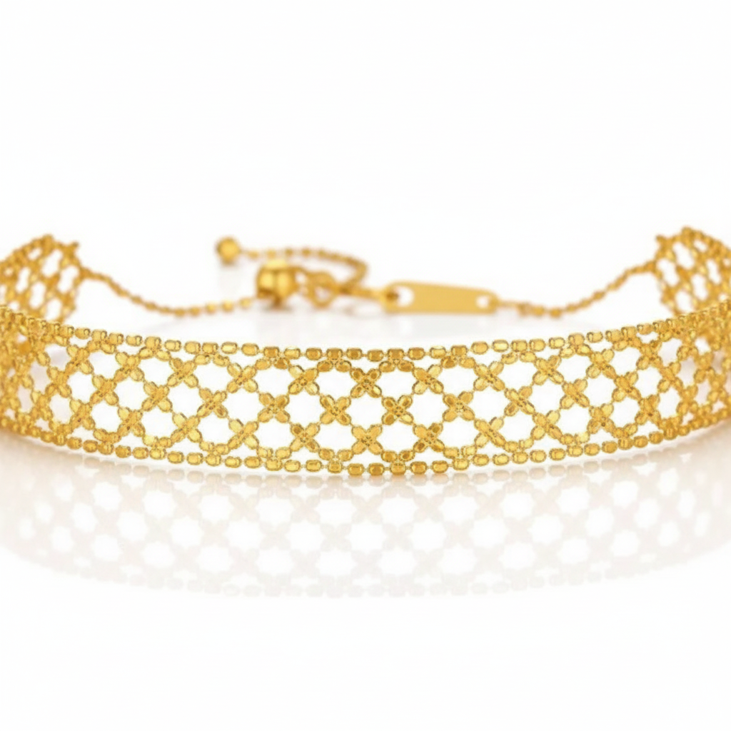 18K Yellow Gold Vintage Lace Bracelet-Black Diamonds New York