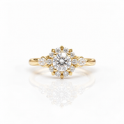 18k Art Deco Round Cut Diamond Option Halo Engagement Ring-Black Diamonds New York