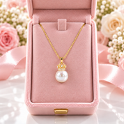 18k Crown Option Freshwater Pearl Necklace With Diamond Option-Black Diamonds New York
