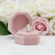 18K Marquise Cut Diamond Halo Engagement Ring-Black Diamonds New York