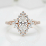 18K Marquise Cut Diamond Halo Engagement Ring-Black Diamonds New York