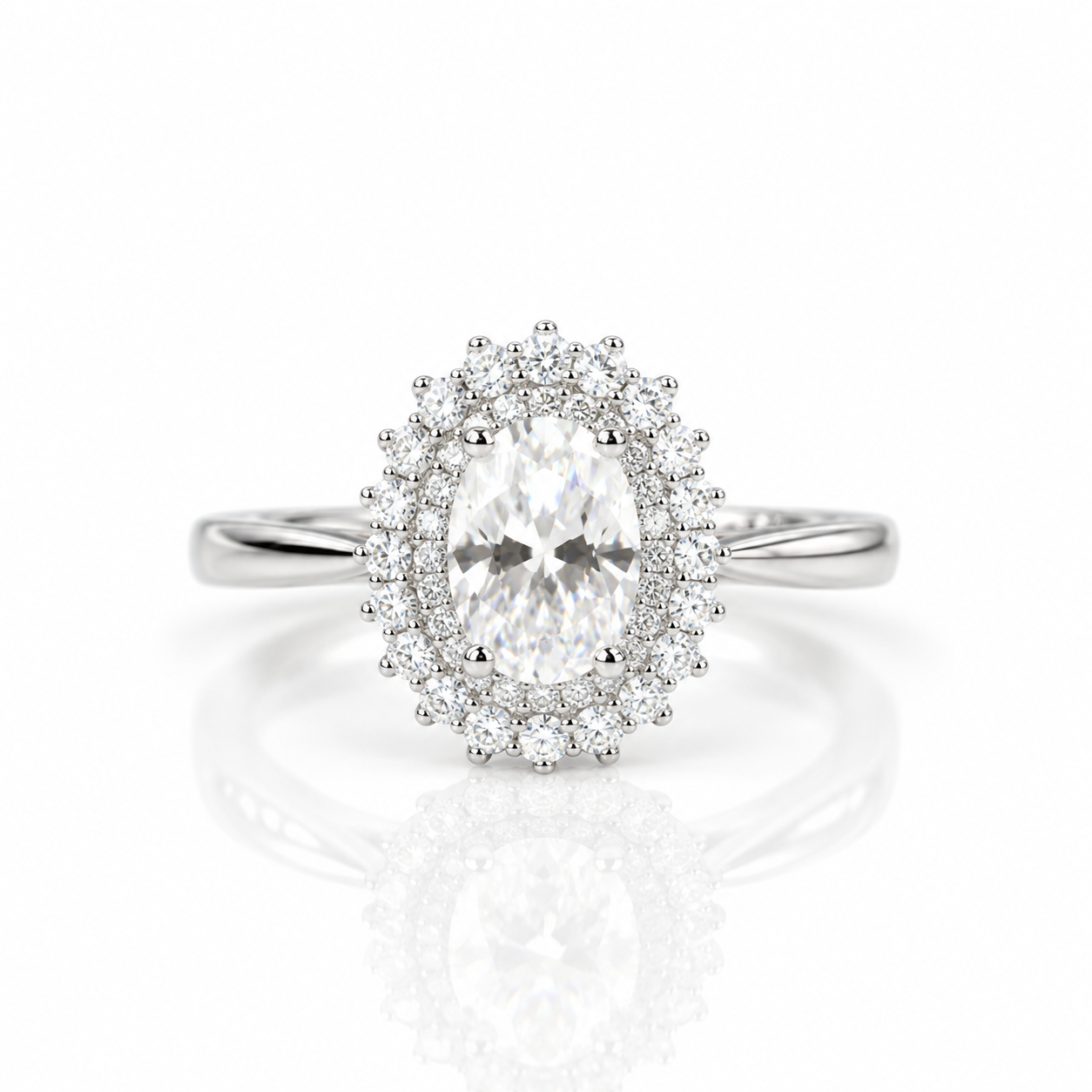 18k Oval Cut Diamond Option Vintage Halo Engagement Ring-Black Diamonds New York